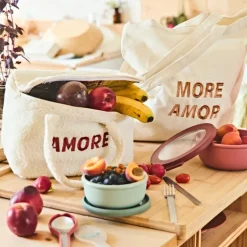 Sac tote bag "More amor" en coton écru - Funky