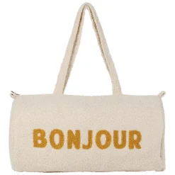 Sac weekend " Bonjour " en bouclette écru - Funky