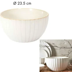 Saladier en céramique beige d23.6cm - Vlora