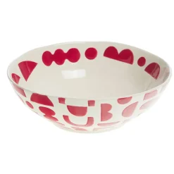 Saladier en grès rouge et blanc d23cm - Ohana