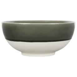 Saladier en grès vert de gris et blanc - Crakel