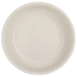 Saladier visage beige et brun en grès - terre brulée