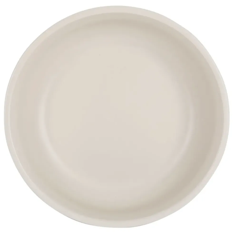 Saladier visage beige et brun en grès - terre brulée