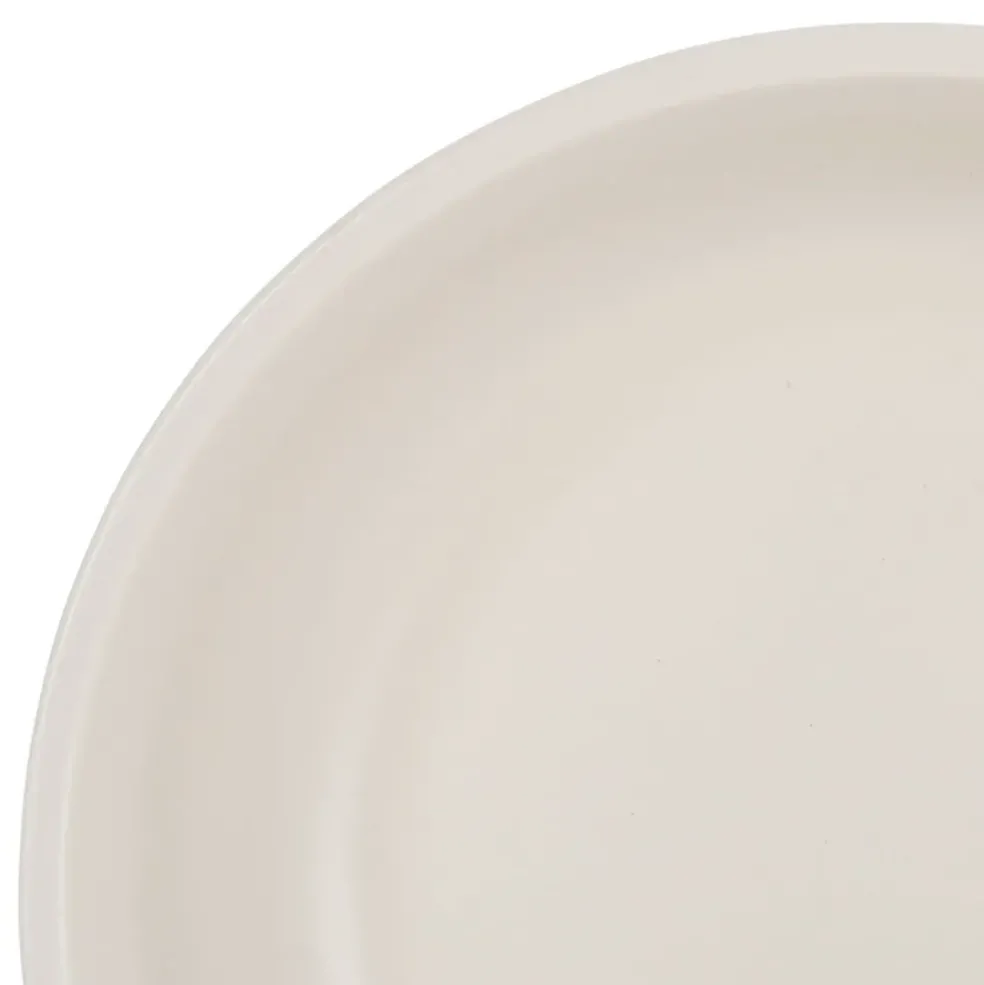 Saladier visage beige et brun en grès - terre brulée