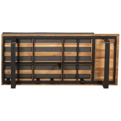 Salon de jardin d'angle en bois 5 places anthracite et naturel - Feros