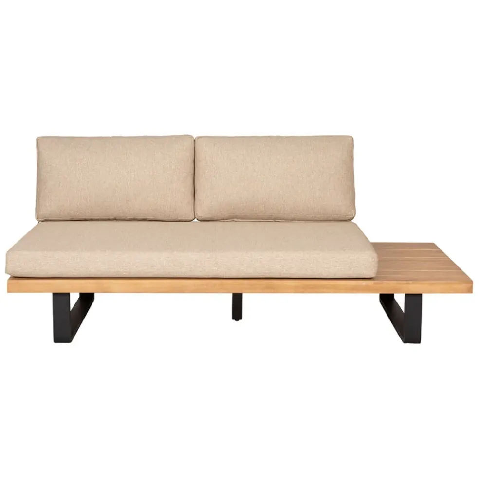Salon de jardin d'angle en bois 5 places beige - Feros