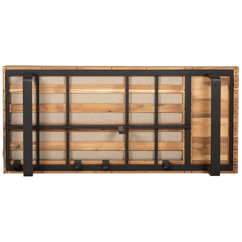Salon de jardin d'angle en bois 5 places beige - Feros