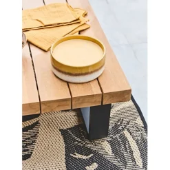Salon de jardin d'angle en bois 5 places beige - Feros