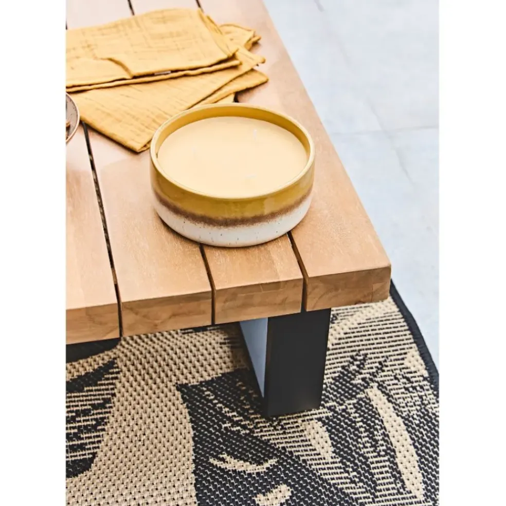 Salon de jardin d'angle en bois 5 places beige - Feros