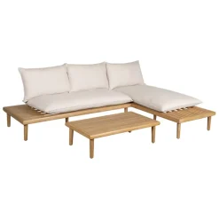 Salon de jardin en acacia 3 places avec table écru - Cirina