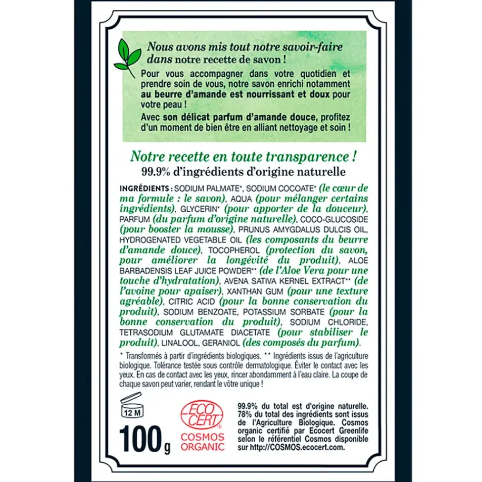 Savon solide amande douce - Cosmébio