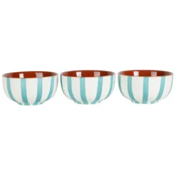 Service apéritif 3 bols en grès turquoise - Alaria