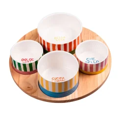 Service apéritif 4 coupelles en porcelaine multicolore - Dolce Vita