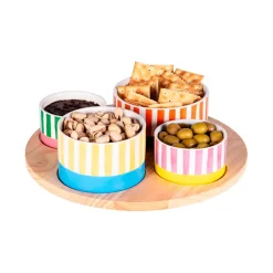 Service apéritif 4 coupelles en porcelaine multicolore - Dolce Vita