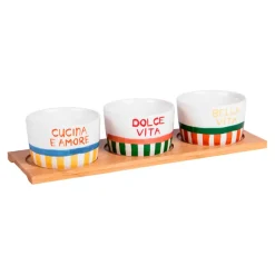 Service apéritif 3 coupelles en porcelaine multicolore - Dolce Vita