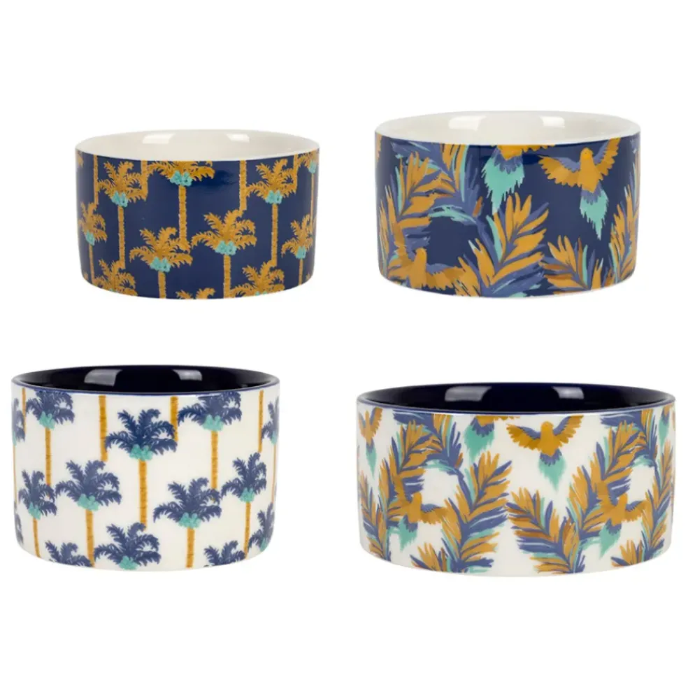 Service apéritif 4 pièces en porcelaine et bambou palmier - Mocoa