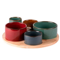 Service apéritif en porcelaine multicolore - Elyas