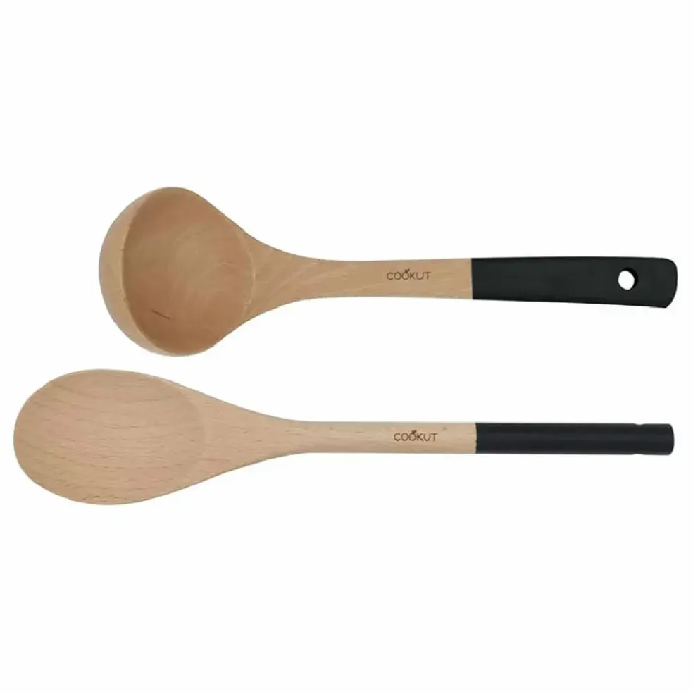 Set cuillère et louche en bois noir - Graphite