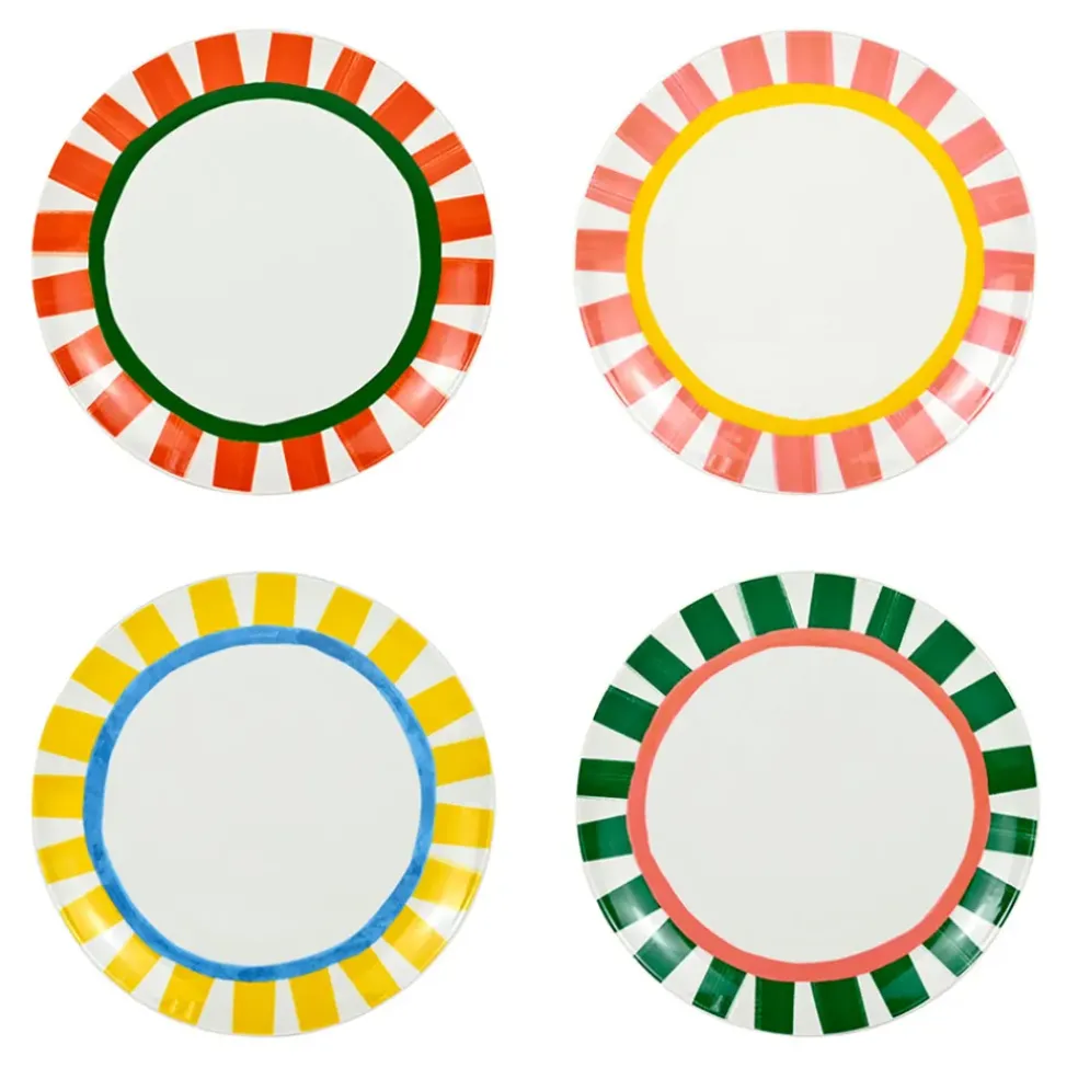 Set de 4 assiettes plates en porcelaine multicolore d27cm - Dolce Vita