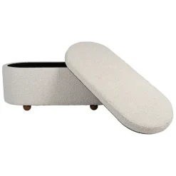 Set de 2 bancs coffre en tissu et pin blanc - Alpinia