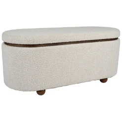 Set de 2 bancs coffre en tissu et pin blanc - Alpinia