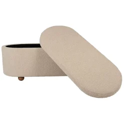 Set de 2 bancs coffre en tissu et pin beige - Alpinia