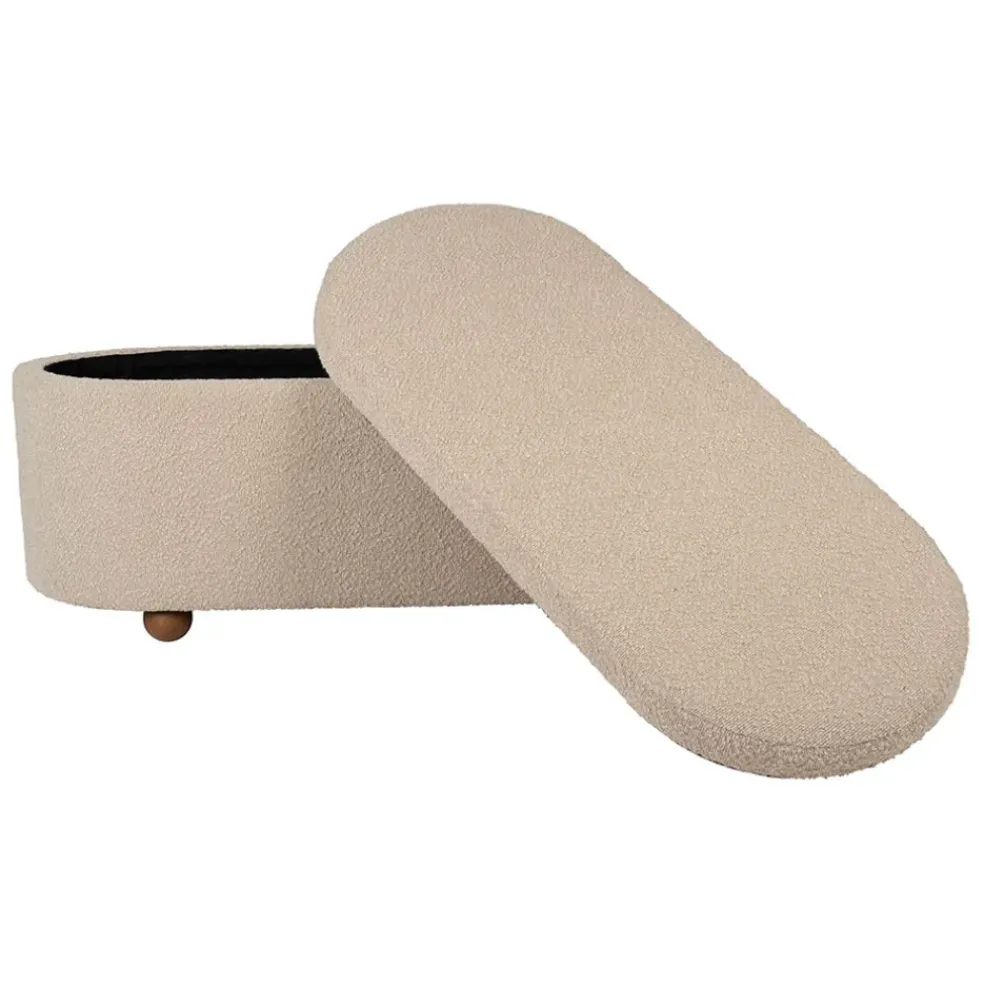 Set de 2 bancs coffre en tissu et pin beige - Alpinia
