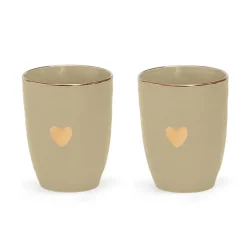 Set de 2 tasses en faïence taupe 35cl - Matins Câlins