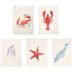 Set de 5 torchons crustace en coton
