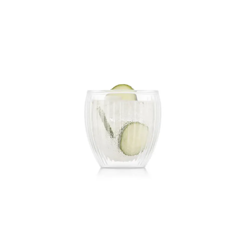 Set de 2 verres double paroi striés 20cl - Pavina