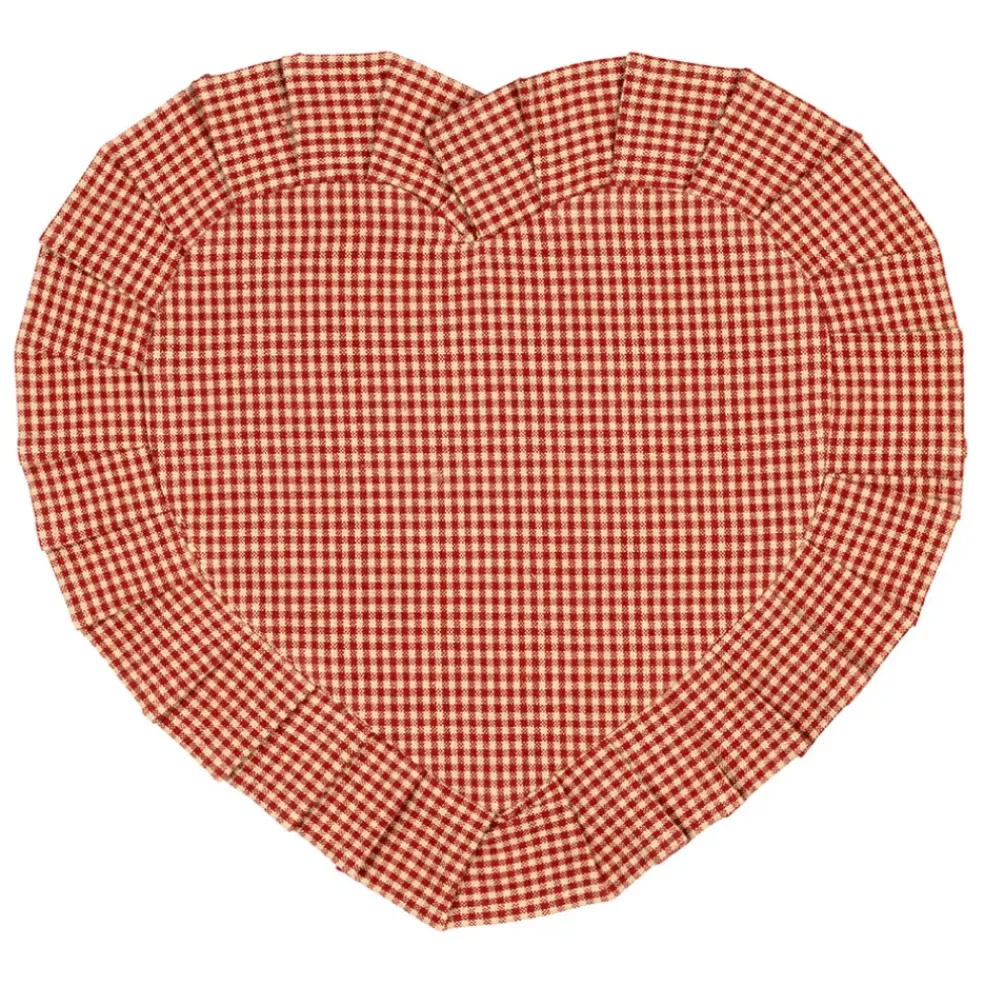 Set de table cœur en coton rouge 35x30cm - Campagne