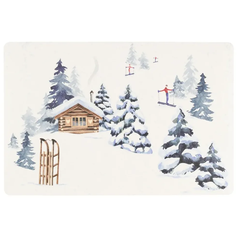 Set de table en vinyle blanc et bleu 45x30cm - Chalet