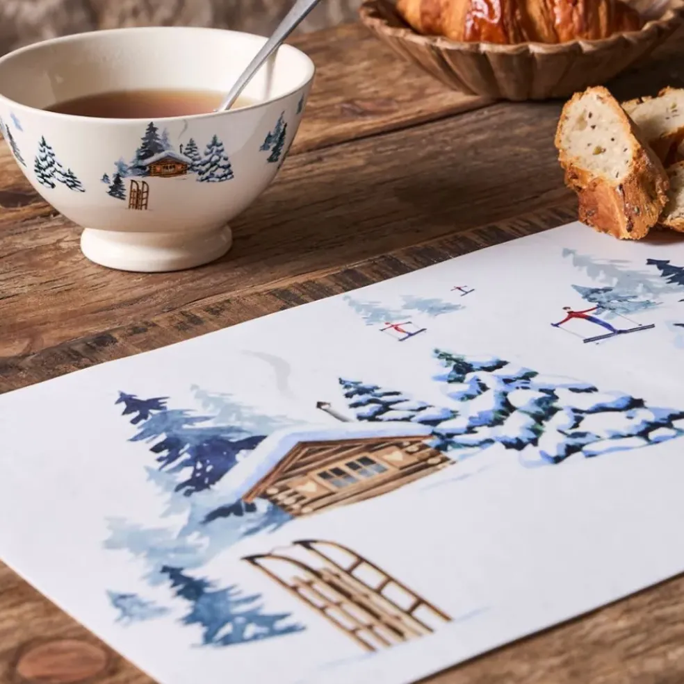 Set de table en vinyle blanc et bleu 45x30cm - Chalet