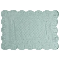 Set de table rectangulaire boutis Vert d'eau en Coton