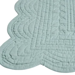 Set de table rectangulaire boutis Vert d'eau en Coton