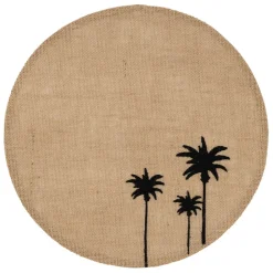 Set de table rond en jute naturel et noir - palmea
