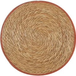 Set de table tressé en jonc de mer liseré terracotta d38cm