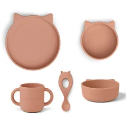Set vaiselle enfant en silicone vivi chat rose fonce