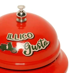 Sonnette de table "pizza"rouge en fer