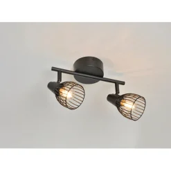 Spot 2 lumières en metal filaire noir L25cm - Jaro