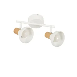 Spot 2 lumières en métal effet bois blanc - Alvar