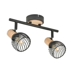 Spot 2 lumières en métal h16cm mat noir - kento