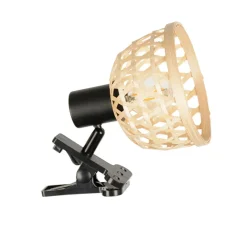 Spot à pince en métal et bambou h15cm noir - kami