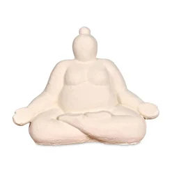 Statue Femme Méditation en Ciment écru H16cm