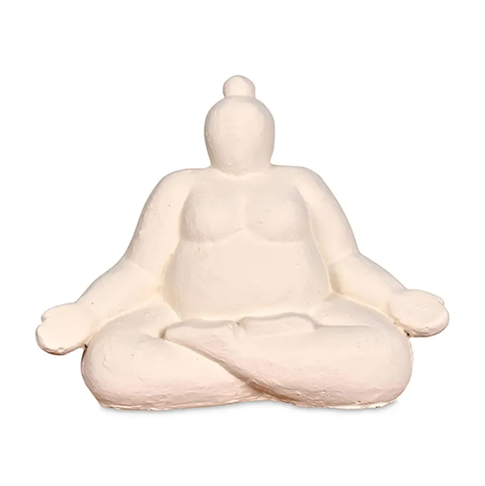 Statue Femme Méditation en Ciment écru H16cm