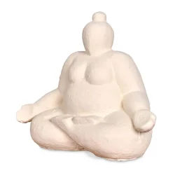 Statue Femme Méditation en Ciment écru H16cm