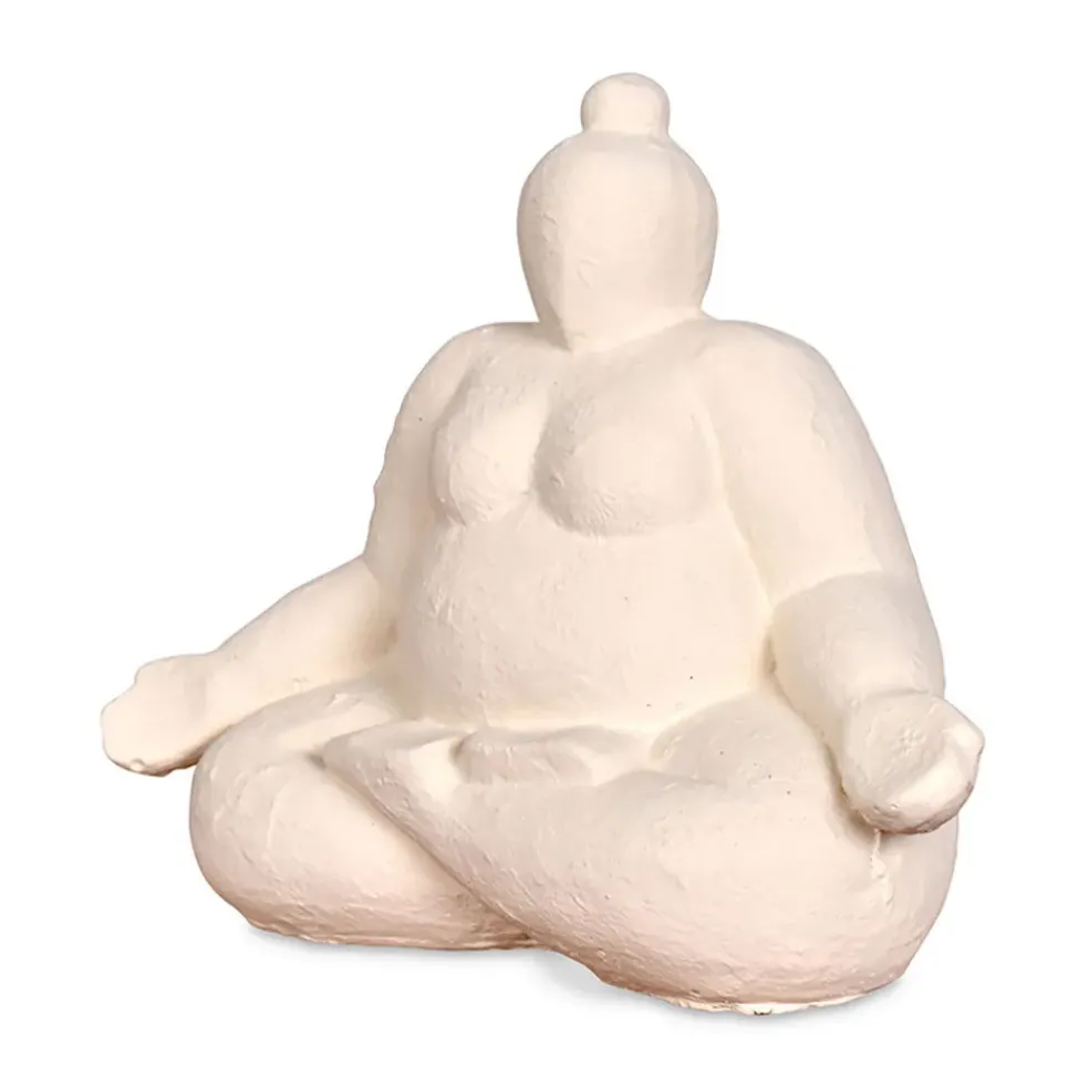 Statue Femme Méditation en Ciment écru H16cm