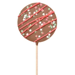 Sucette chocolat lait - rayures de noël 50g
