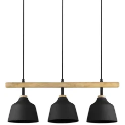 Suspension 3 feux en fer et manguier h121cm noir mat - ferese