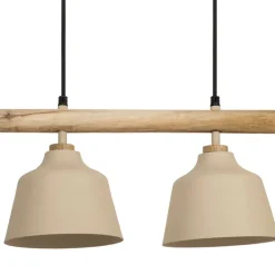 Suspension 5 lampes en fer et manguier sable L114cm - Ferese